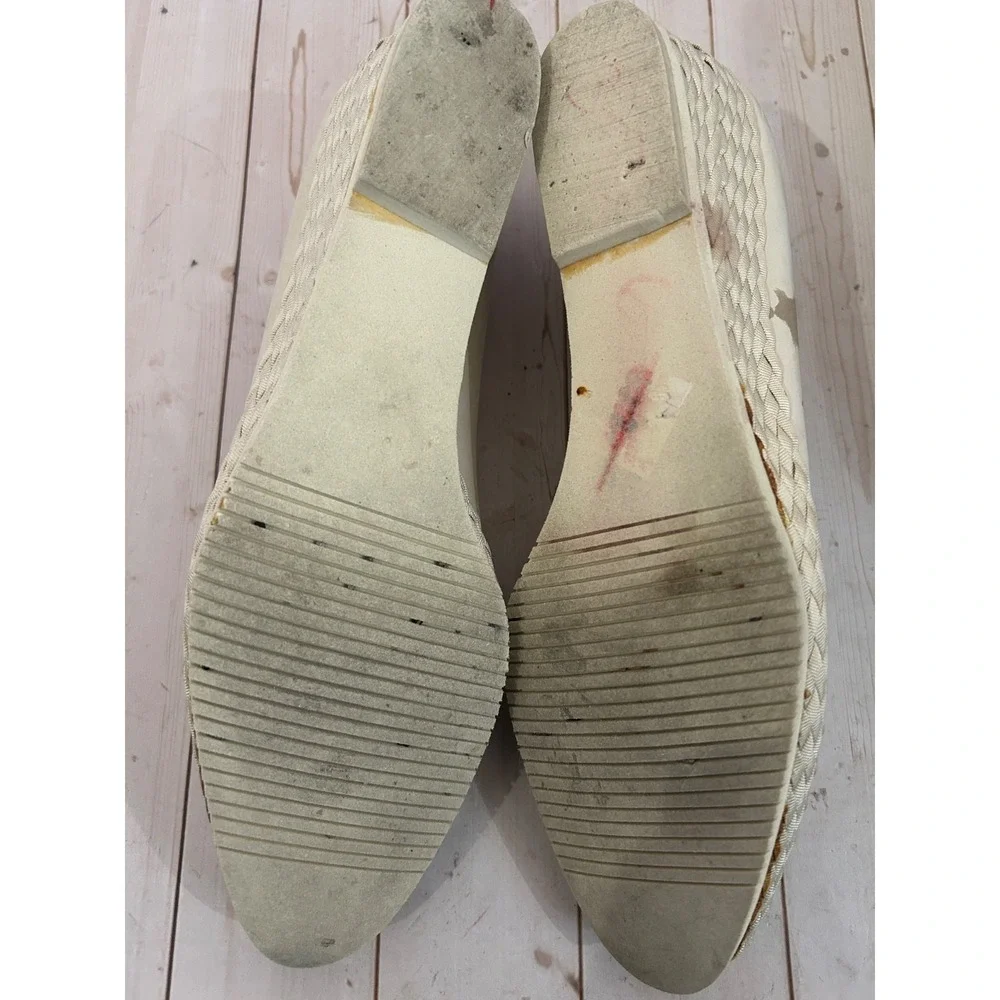 Salvatore Ferragamo Ladies Cream Beige Suede Espadrilles Wedge Heel Sz 9.5 Italy